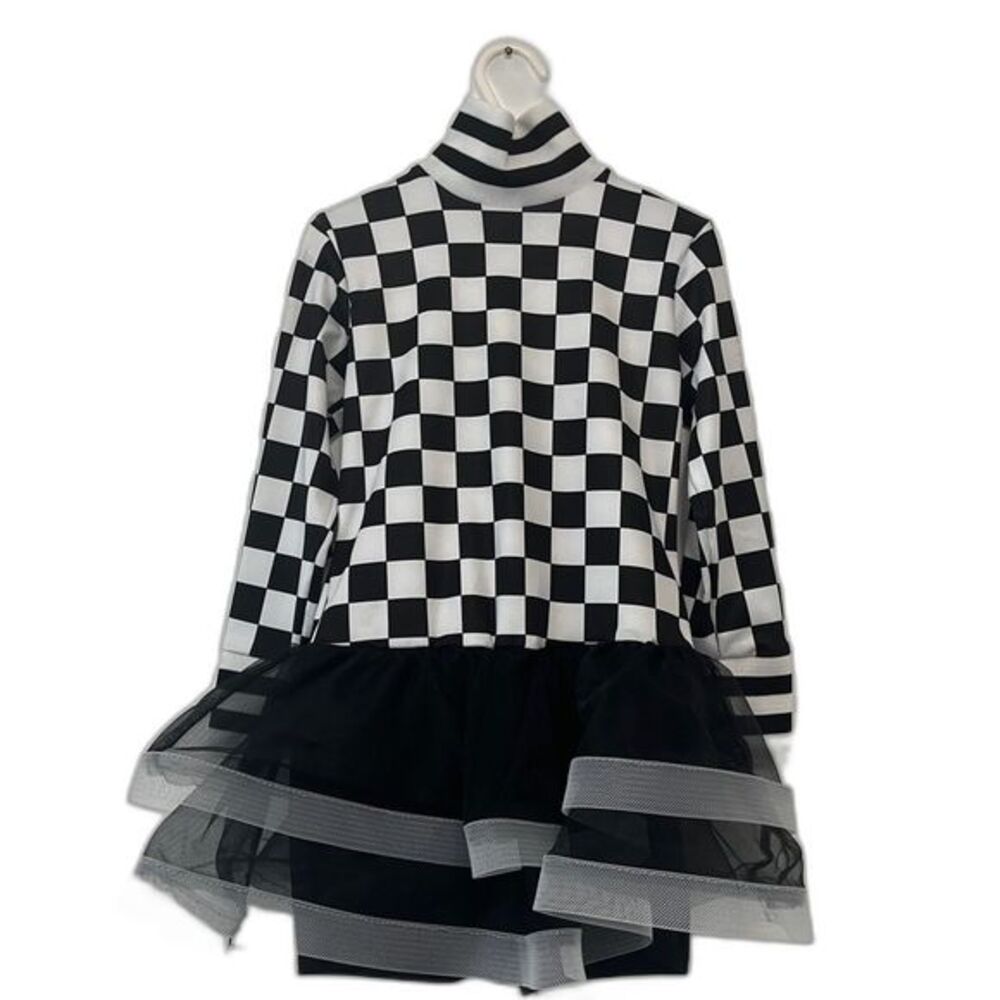 A Wish Come True Check Mate Black White Dance Costume size ISC